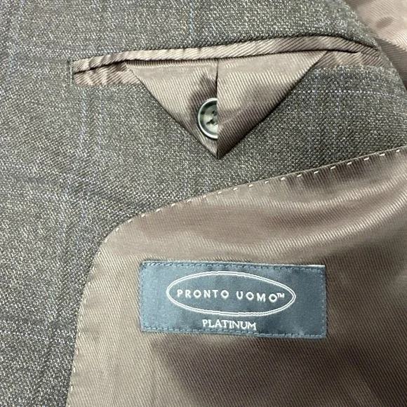 Pronto Uomo Platinum 100% Wool Blazer Men 40R Black Plaid 2 Button Double Vented - Picture 4 of 16